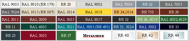 Цветовая карта RAL и RR